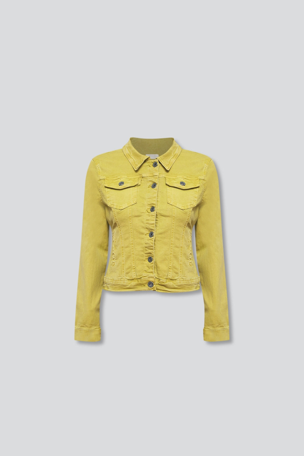 Veste camionneur ajustée en jean de couleur citron vert