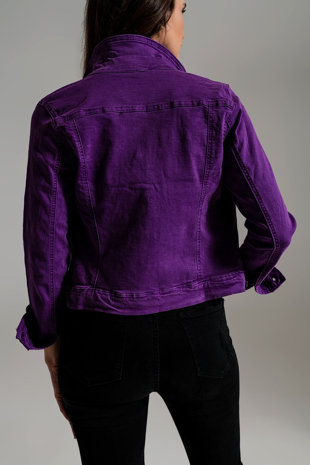 Veste camionneur ajustée en jean violet