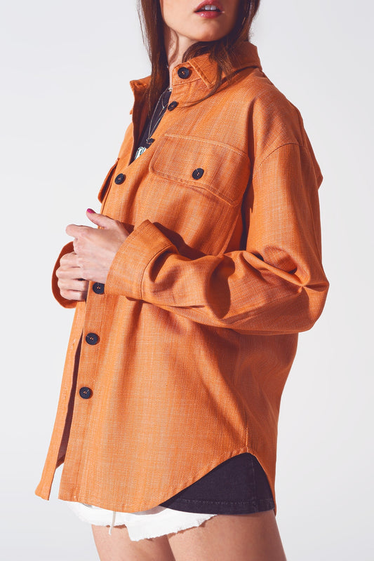 Q2 Veste chemise aux manches longues Orange