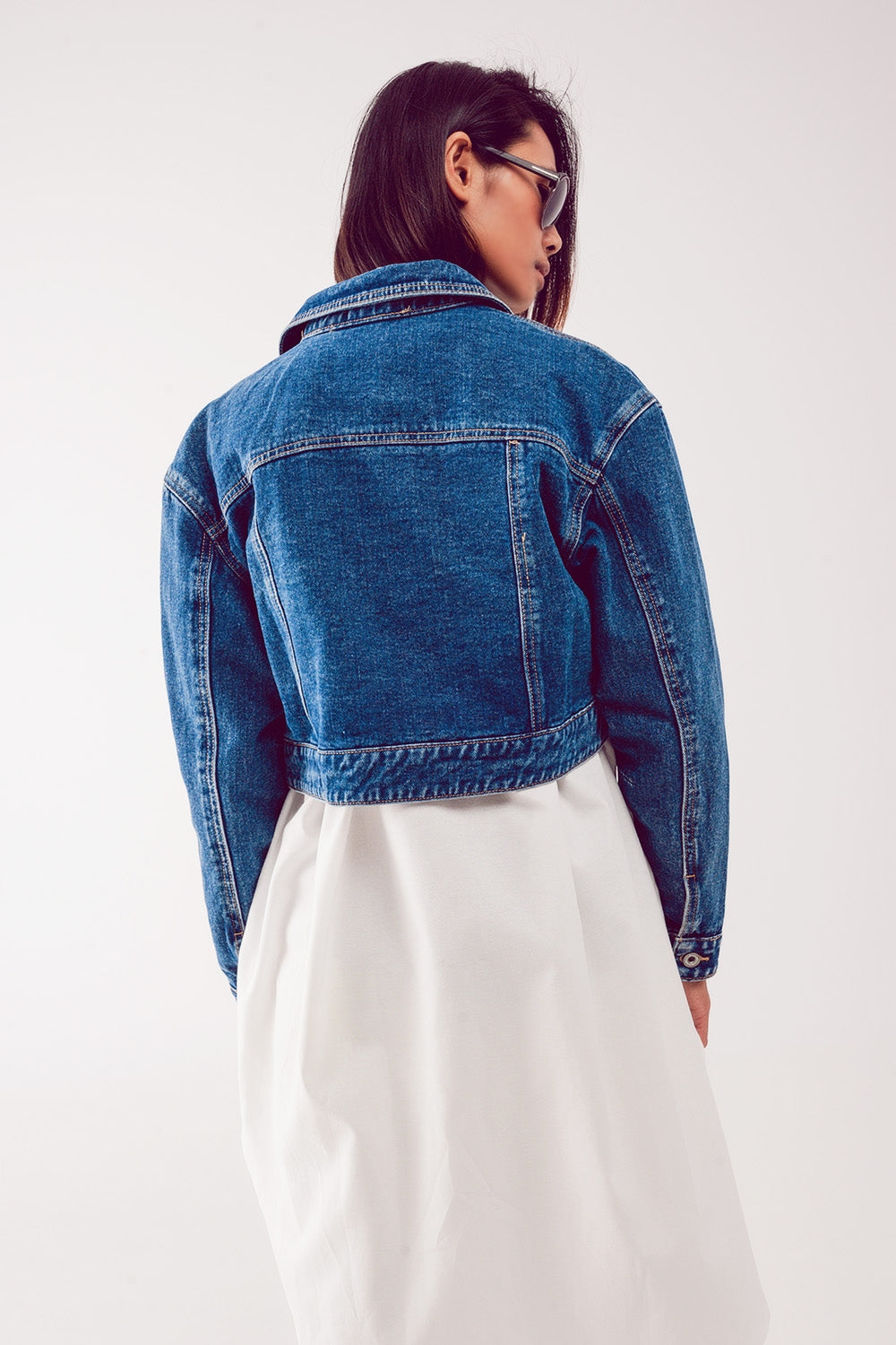 Veste courte en jean Bleu moyen