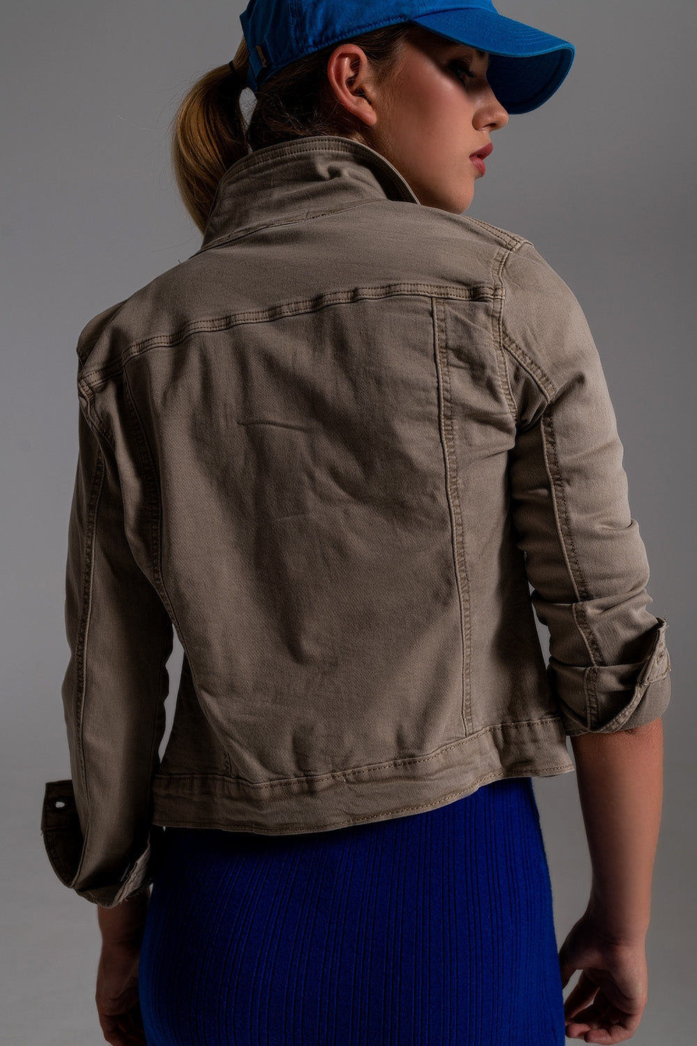 Veste en denim basique avec poches en Beige