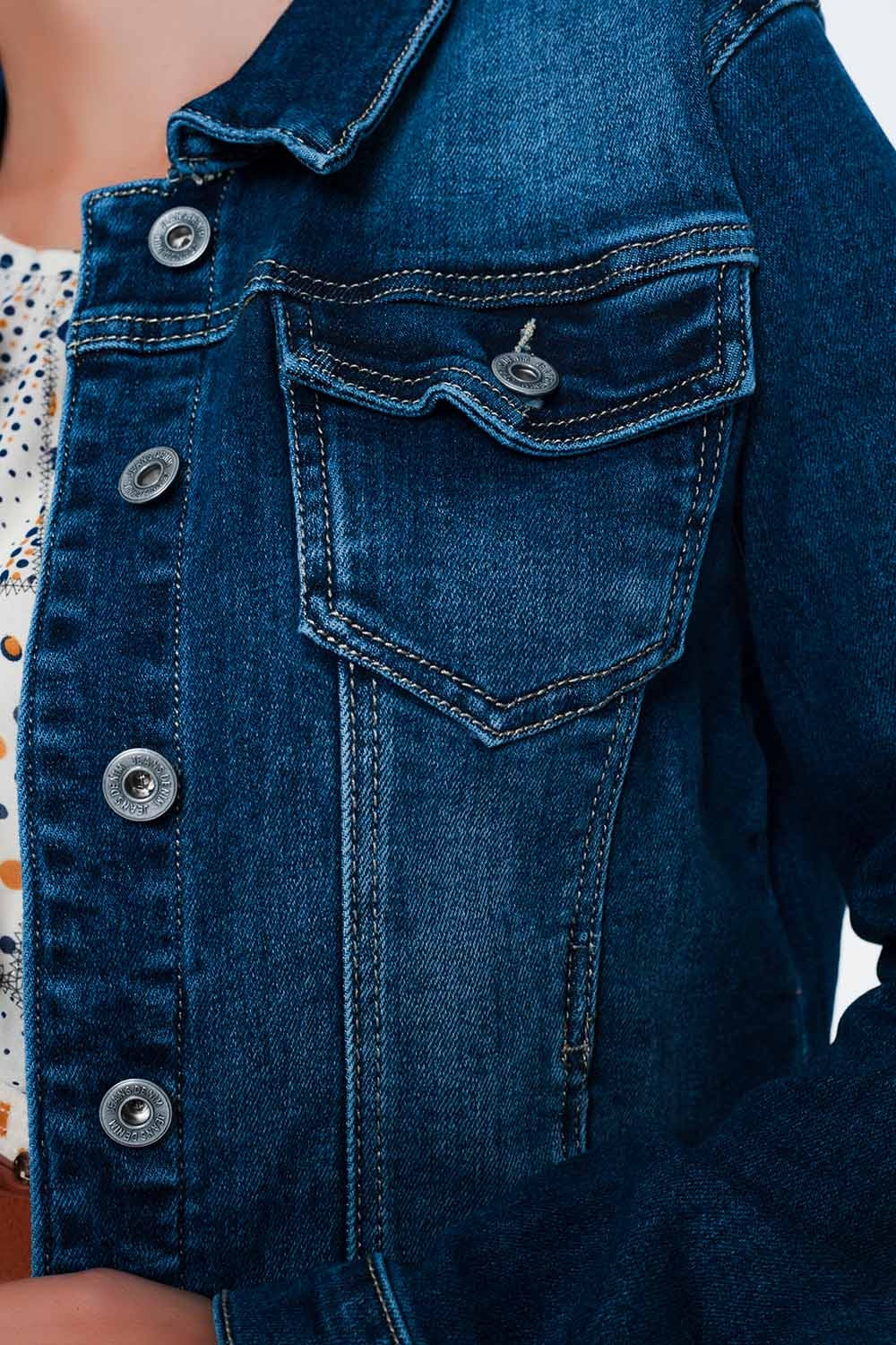 Veste en jean ajustée style western à délavage moyen